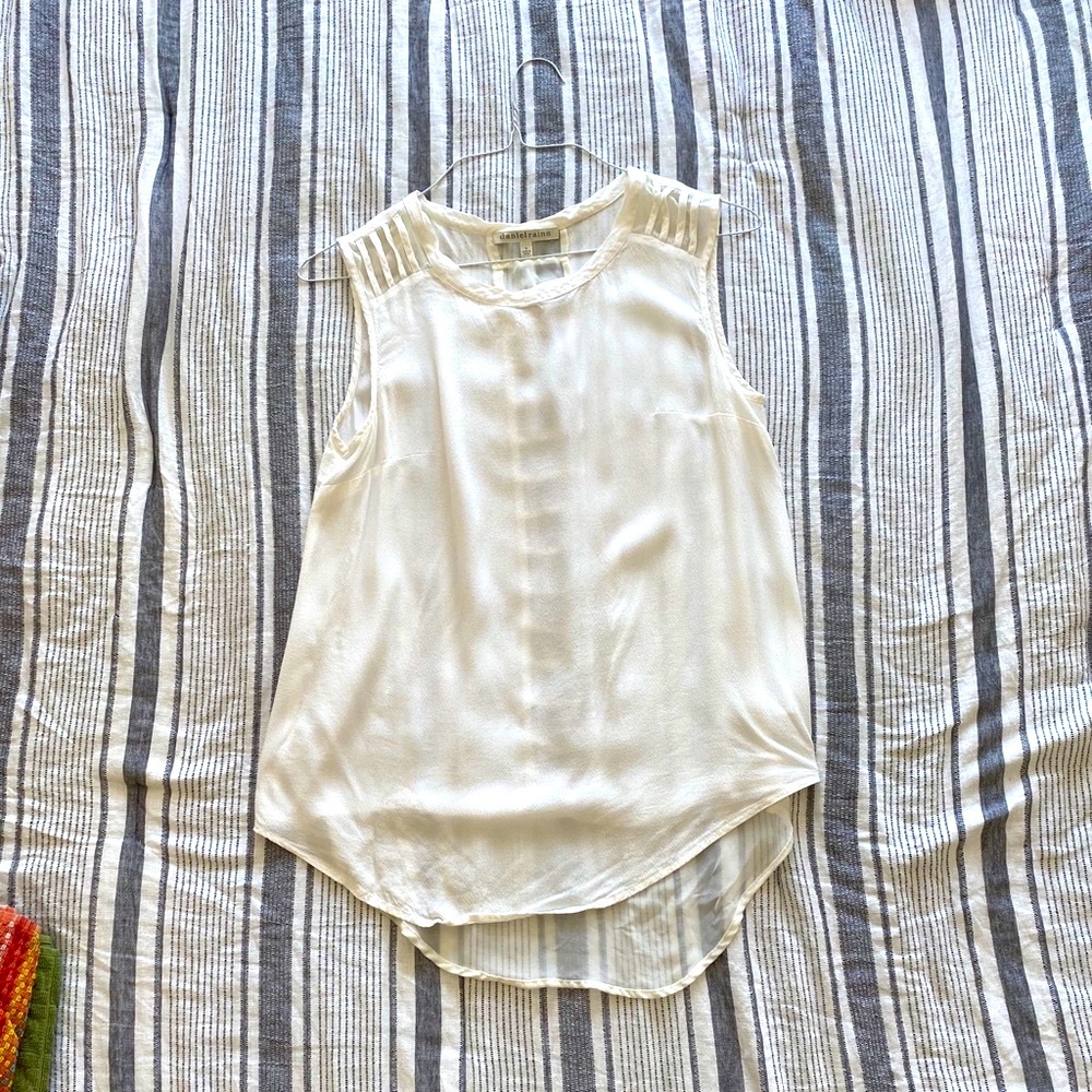 Cream thick strapped tank top blouse